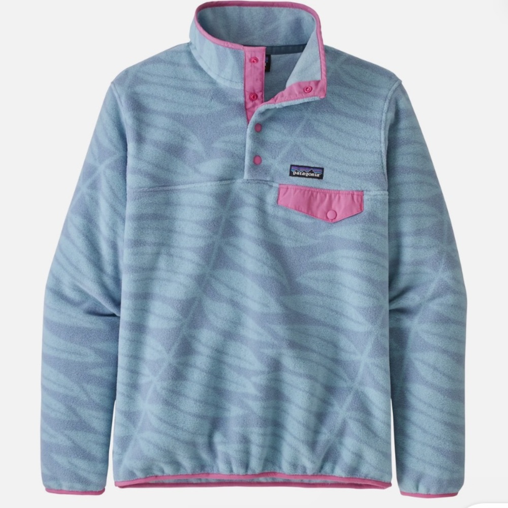 Patagonia Synchilla Snap-T Pullover Eucalyptus Fronds Blue Pink Sz Medium